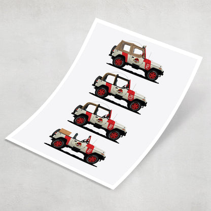 Jurassic Park Staff Vehicles Collection Print